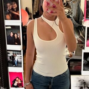 White Ribbed Women's Top